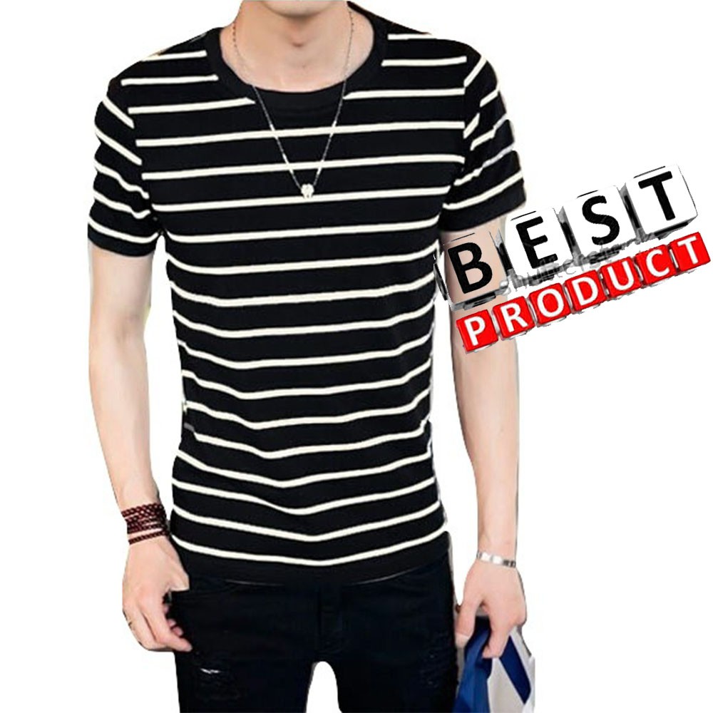 Kaos Stripe Pria Kaos Pendek PRIA / KAOS HITAM PUTIH TERLARIS / TSHIRT PRIA MURAH