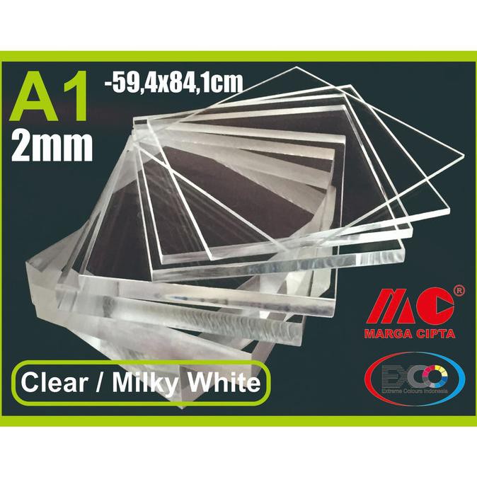 

Akrilik lembaran 2mm,Ukuran A1 (84,1x59,4cm) Bening & Putih Susu
