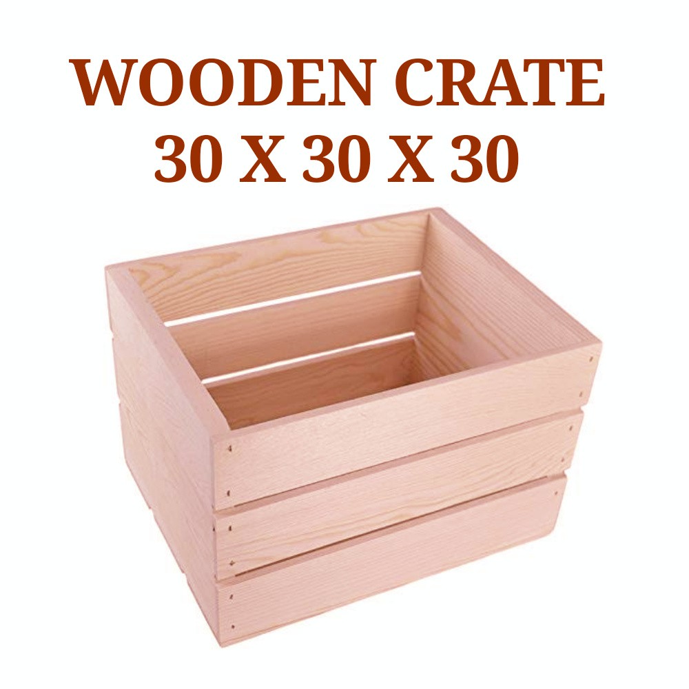 Wooden Crate 30x30x30 cm kotak kayu serbaguna storage box