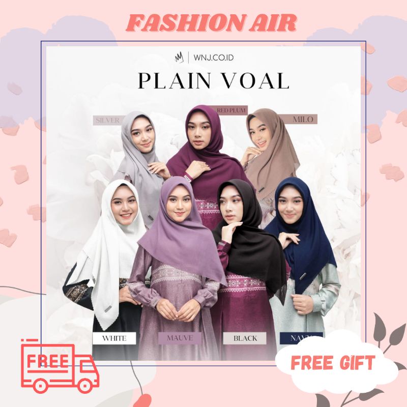 HIJAB SEGIEMPAT POLOS BAHAN VOAL ULTRAFINE 110x110 ORIGINAL PLAIN VOAL by WNJ