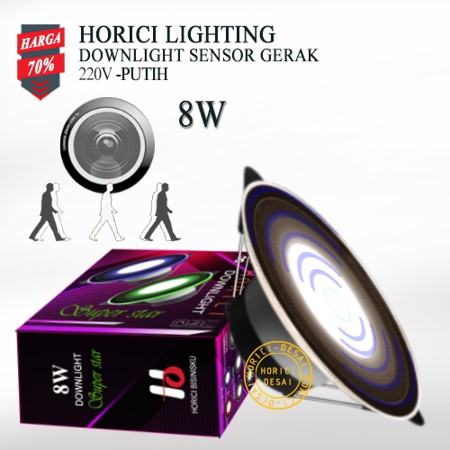 MEREK HORICI ASLI DOLIGHT SENSOR GERAK-PUTIH-8W PANEL LED/LAMPU PLAFON SENSOR GERAK