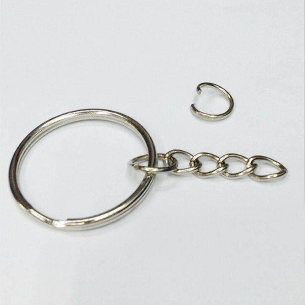 R-flower 25mm Keyring Metal Polished Silver Split Ring Kunci Fob