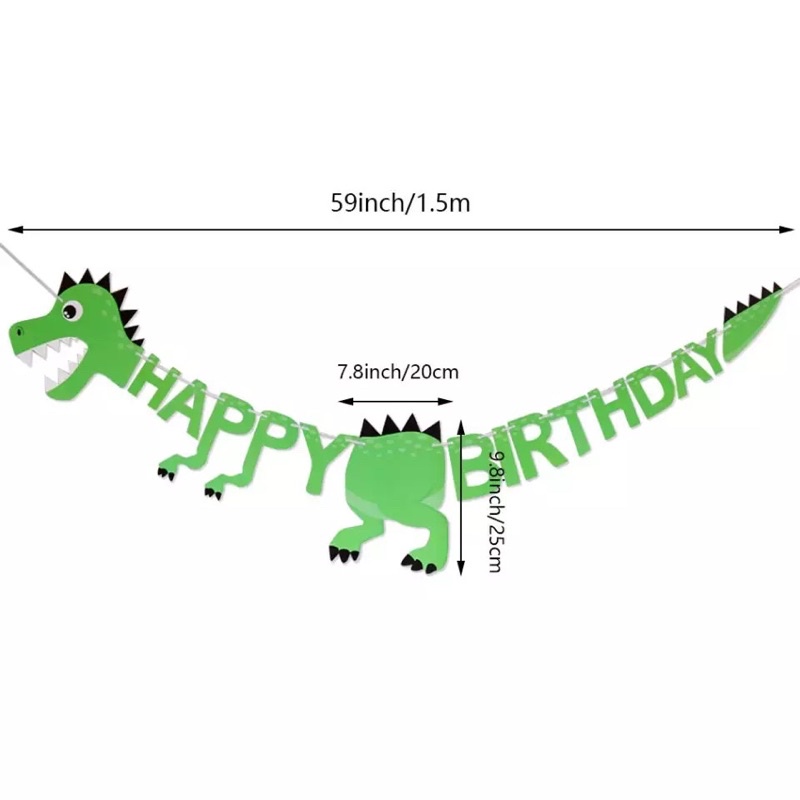 BANNER HAPPY BIRTHDAY BENTUK DINOSAURUS