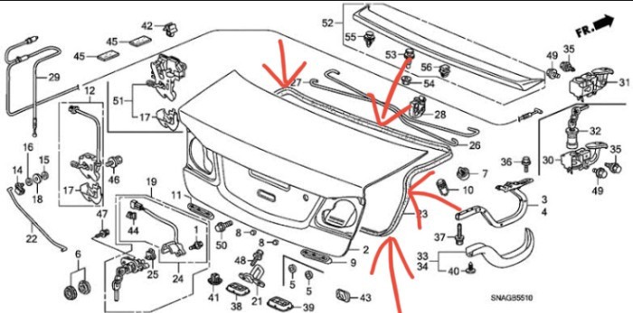 Karet Balon Bagasi Weatherstrip Trunk Lid Honda Civic FD 2006-2012