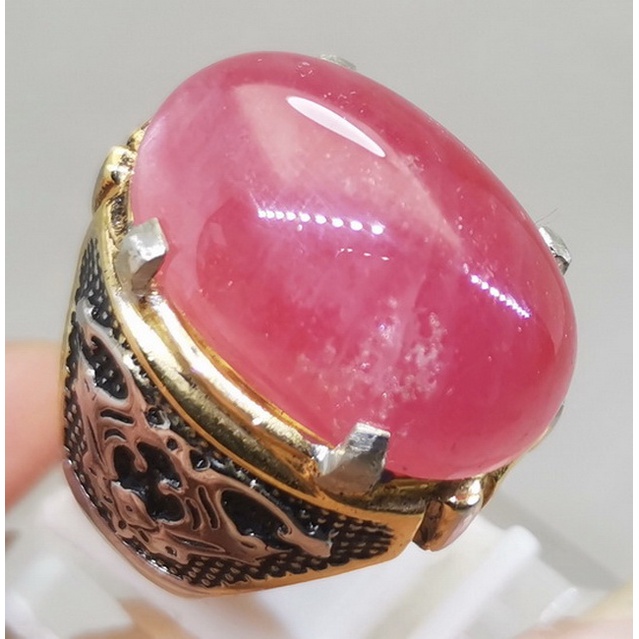 Cincin Batu Permata Natural Ruby Pink Merah Muda