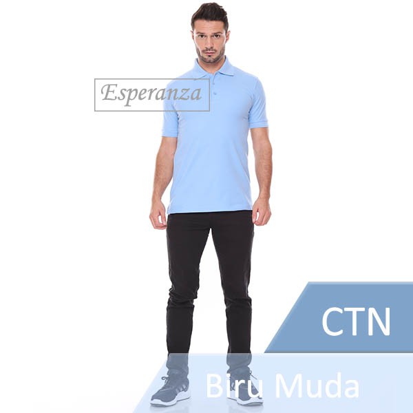 Kaos Polos Polo Shirt Kerah Esperanza - CTN BIru Muda