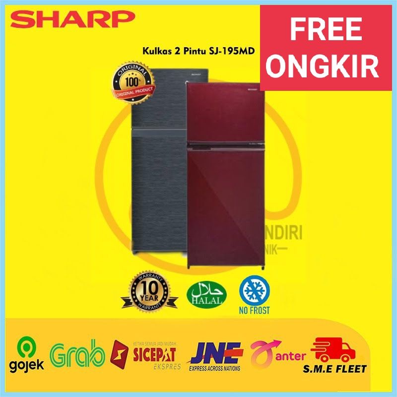 KULKAS 2 PINTU SHARP SJ195MD SJ 195 MD SJ 195MD NON SALJU PROMO