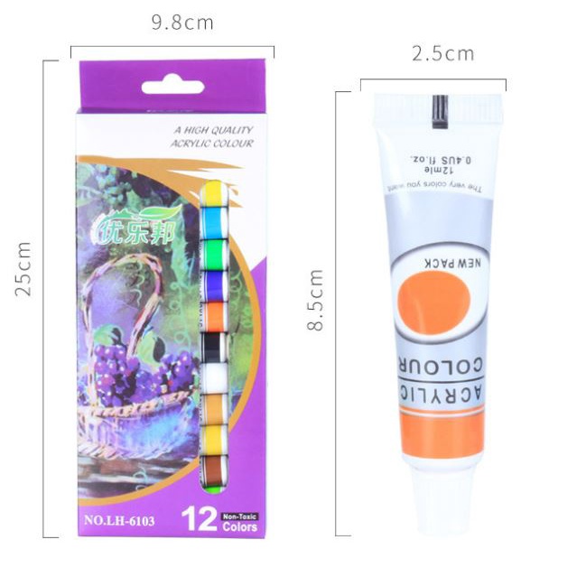 

LovelyCraft B04 ~ 12mL x 12 pcs Acrylic Paint Set cat akrilik untuk melukis gambar craft mixed media
