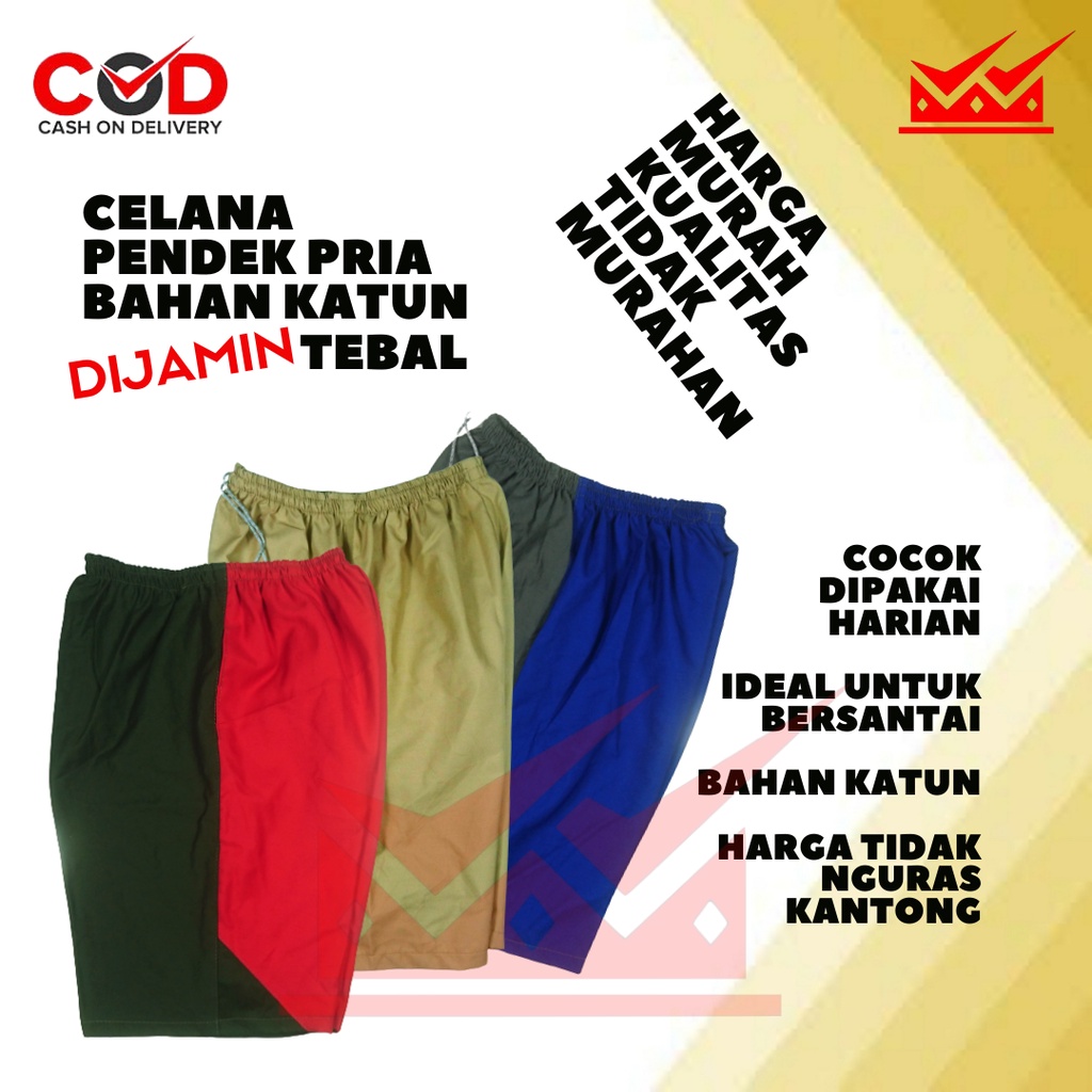 Celana Pendek Pria Distro Dewasa Untuk Santai Bahan Katun Polos Tebal - Kolor Pria Dewasa Murah Dist