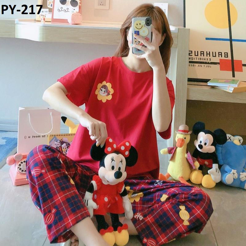Piyama Import Dewasa | Sleepwear | Baju Tidur Wanita | Piyama Wanita Celana Panjang Import Premium Motif Karakter-CHIBI MERAH