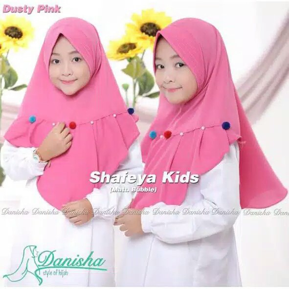 Jilbab Anak Hijab 5-7thn Pompom Jersey