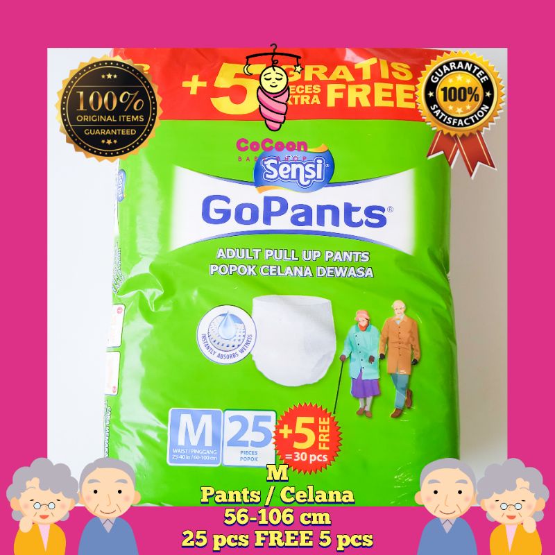 Popok Orang Tua Lansia Dewasa Sensi Gopants M 25+5 M25+5 Tipe Celana