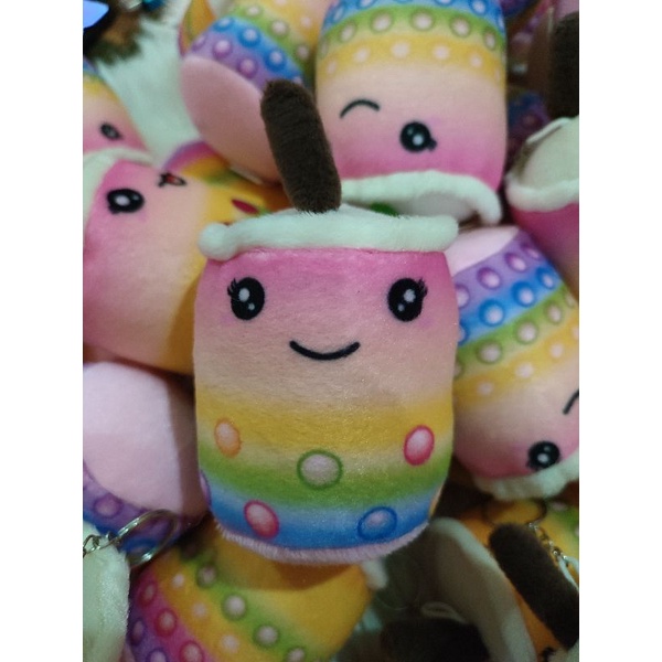 Gantungan Kunci Boneka Boba Rainbow Pelangi Terbaru Lucu Imut Ukuran 15cm