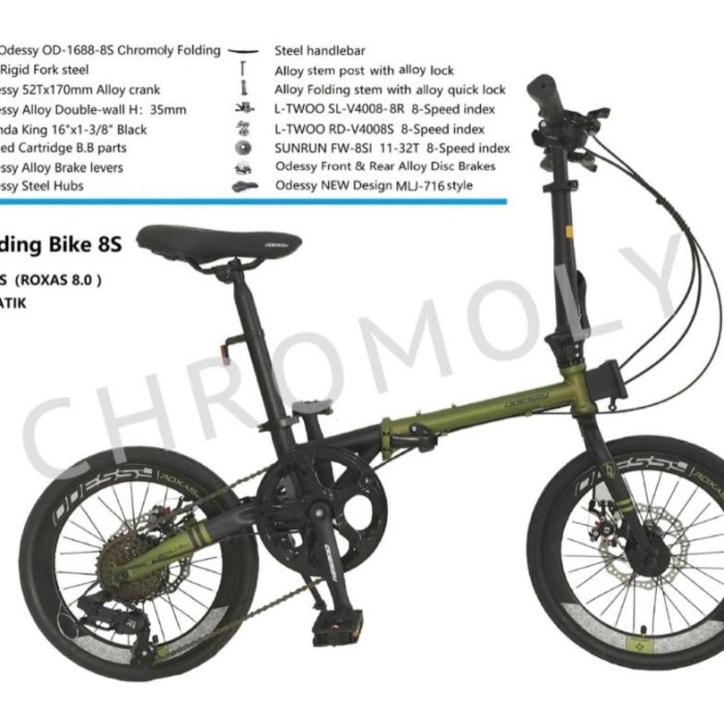 Sepeda Lipat Odessy Roxas 8.0 Chromoly 8 Speed Frame 16 Chromoly Folding Frame Garansi SNI COD-2