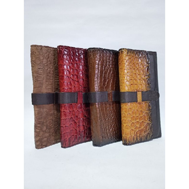 Dompet wanita lidah DKC kulit Sapi PU modif kulit buaya