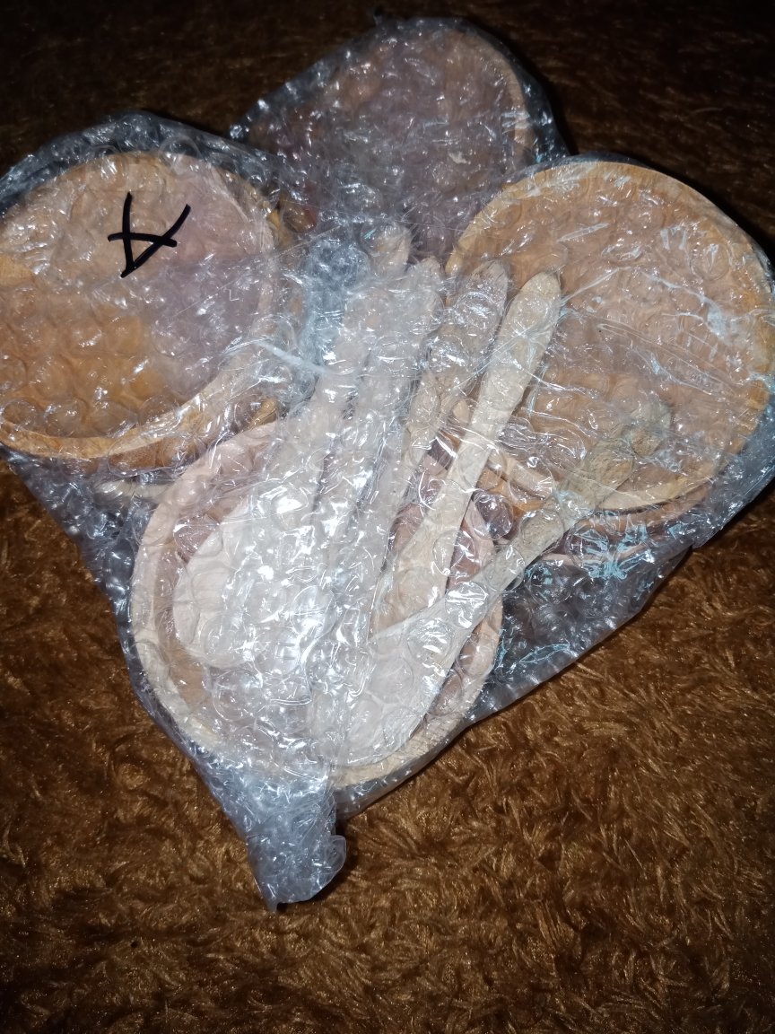 Set Mangkok Kayu Mahoni 8x4 Cm + Sendok