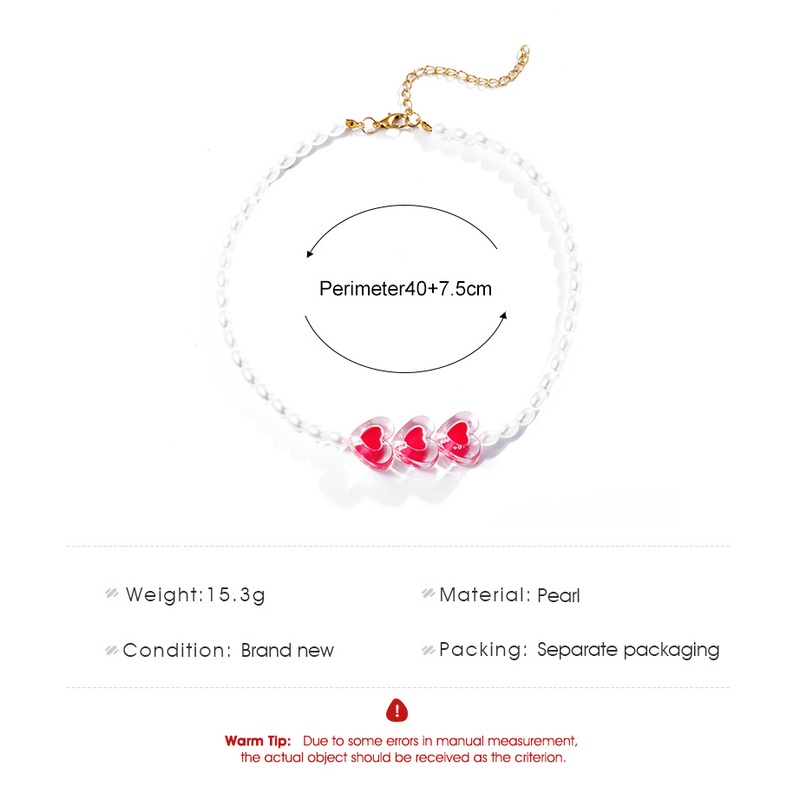Kalung Pendek Mutiara Antik Mewah Ringan Rantai Klavikula Manik-manik Cinta Merah Bohemian Fashion Perhiasan Wanita Baru