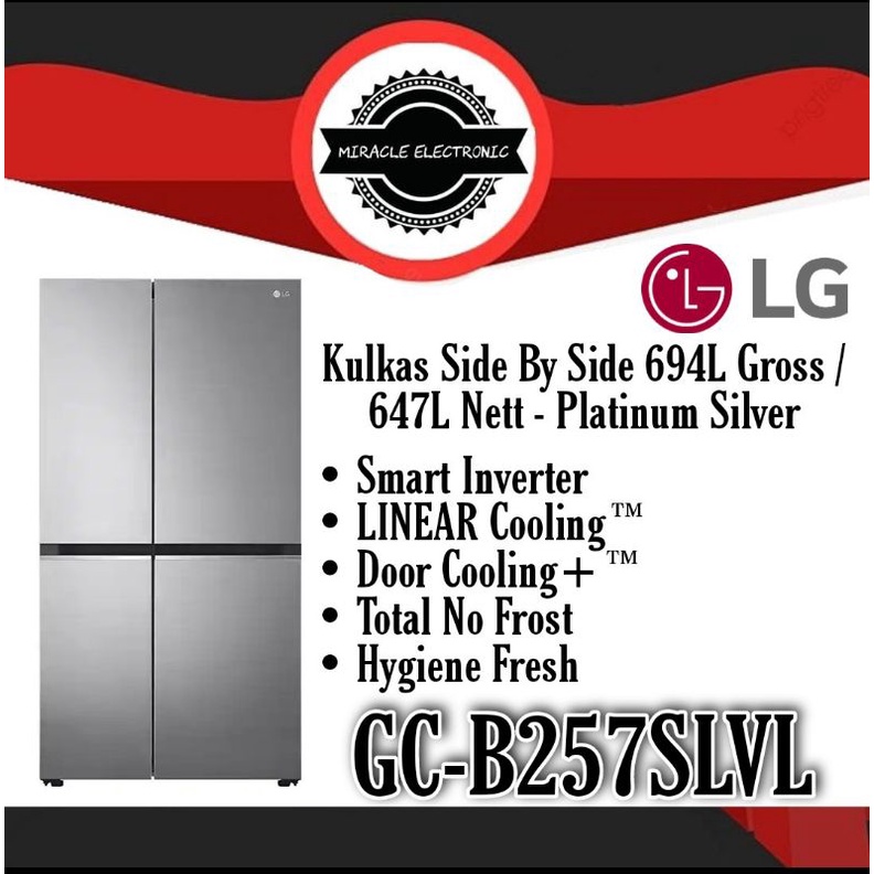 LG GC-B257SLVL Kulkas Side by Side 694L/647L Inverter GCB257SLVL B257SLVL