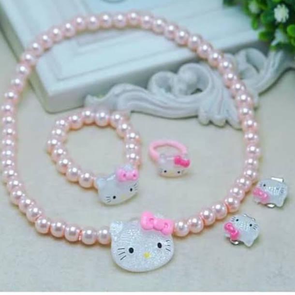 Barang Original /p94✌ Kalung Anak Perempuan Kalung Set Mutiara Kalung Helokitty Kalung Gelang Acceso