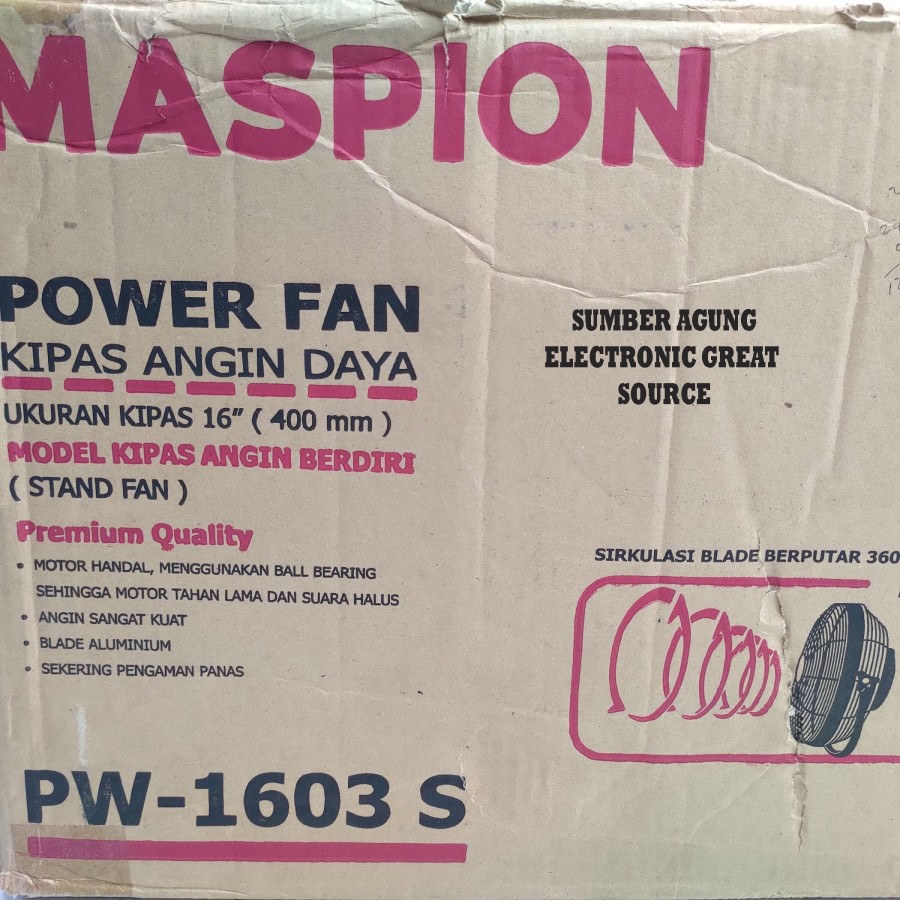 Maspion Kipas Berdiri Powerfan 16inch PW1603S Power Fan PW1603 Kipas B