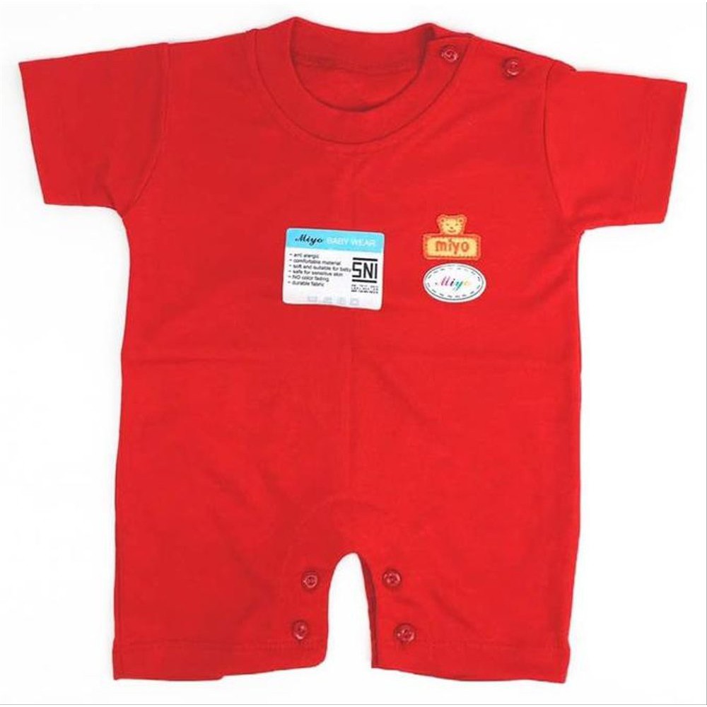 MIYO Baju Kodok Segiempat Motif Salur &amp; Merah Polos / Romper Bayi Newborn 2-5 kg