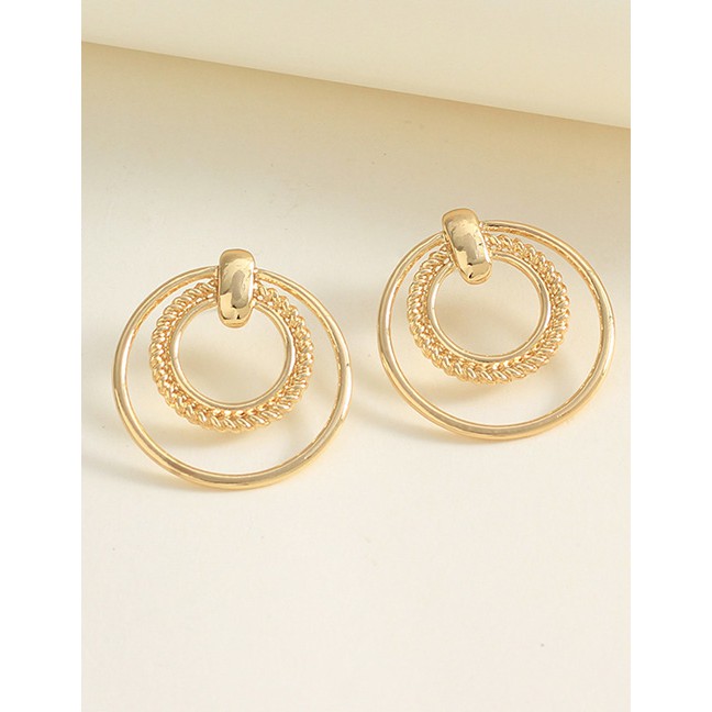 LRC Anting Tusuk Fashion Gold Ring Openwork Earrings F50562