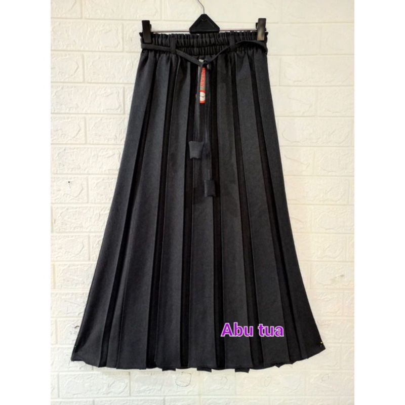 Rok Kerja Wanita Rempel - Rok Terda Skirt Wood - Rok Rempel Wanita Semiwol - Rok Plisket Semi Wol