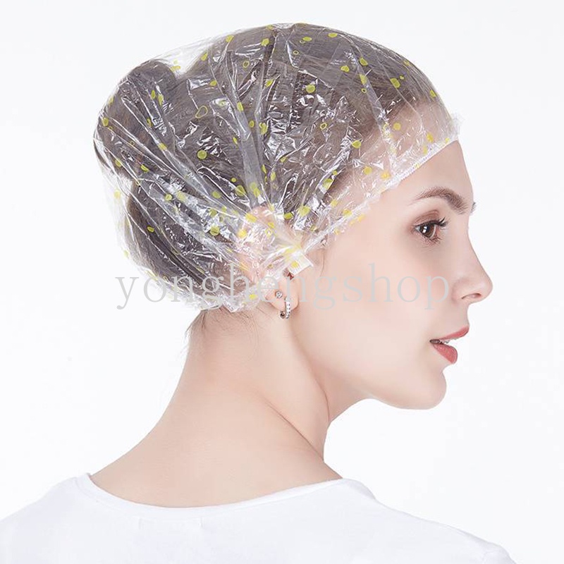 50 Pcs / set Topi Shower Cap Elastis Flexible Sekali Pakai Bahan Plastik Tahan Lama Anti Air Untuk Spa