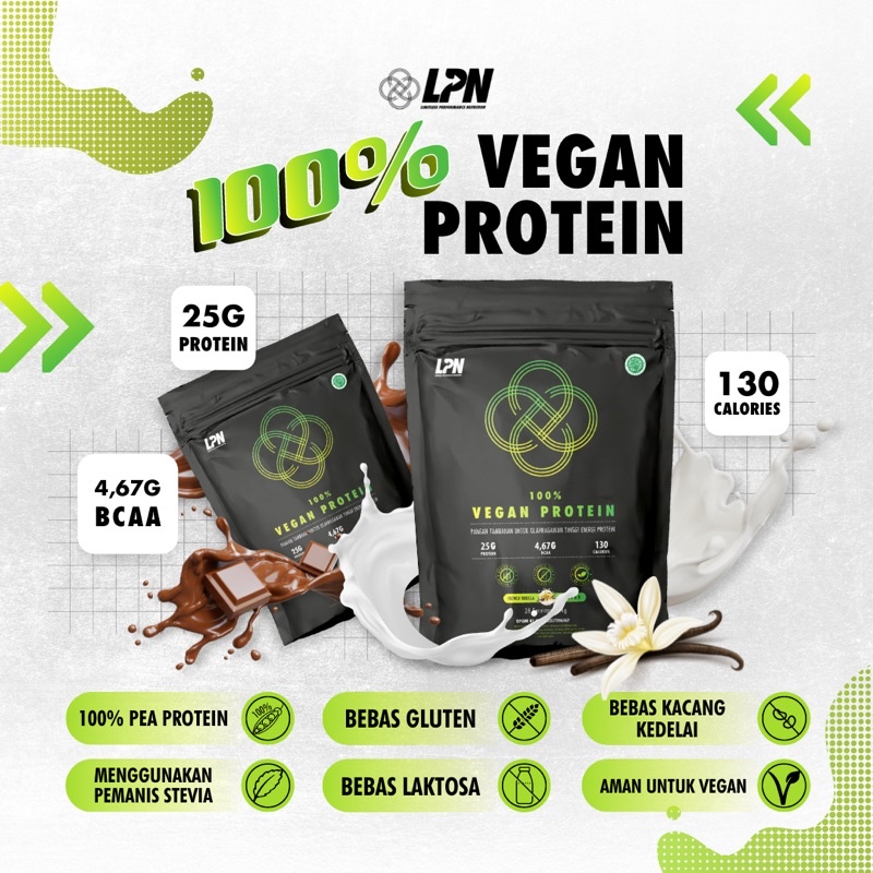 LPN 100% Vegan Protein 1kg - Pea Protein Isolate Rasa Coklat Lactose Free Gluten Free Soy Free