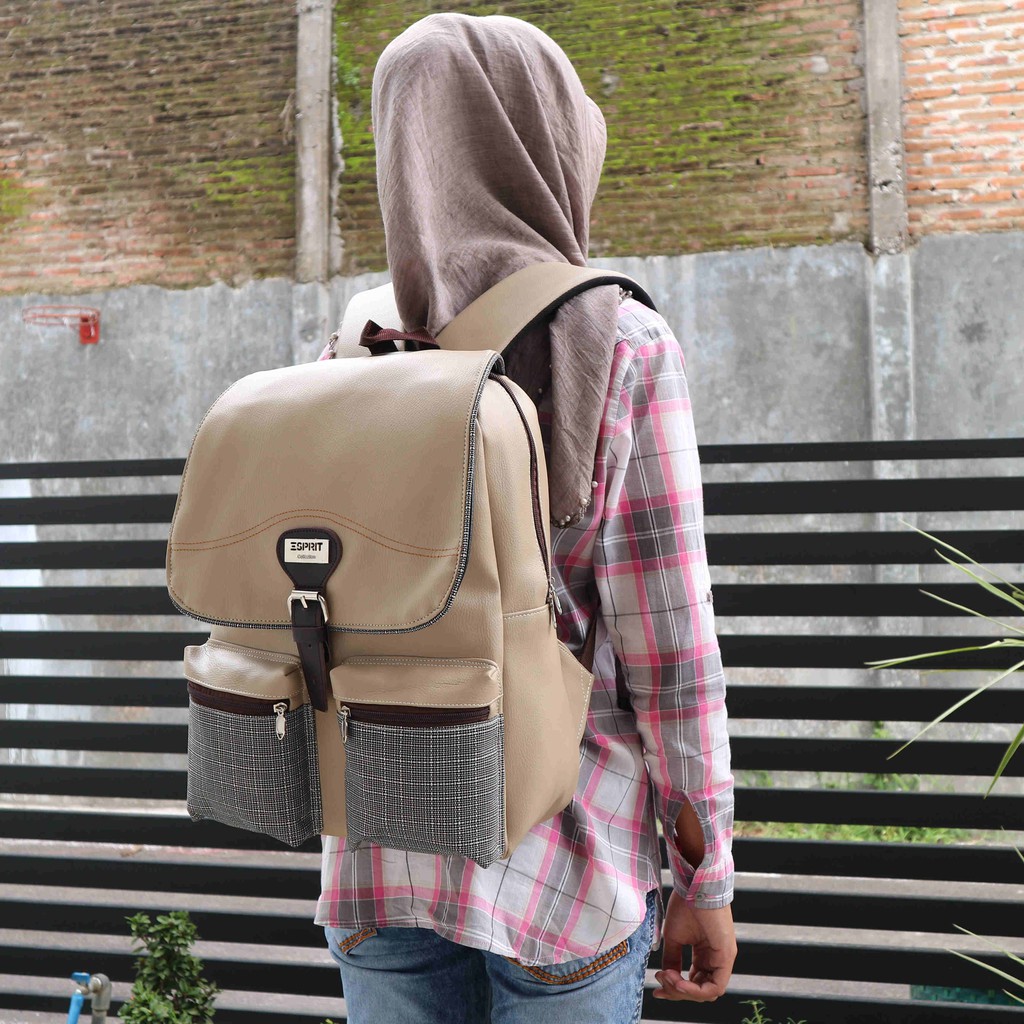 Jual Tas Ransel Laptop Cewek Wanita Terkini Trendy Bahan Imitasi Sekolah Kuliah