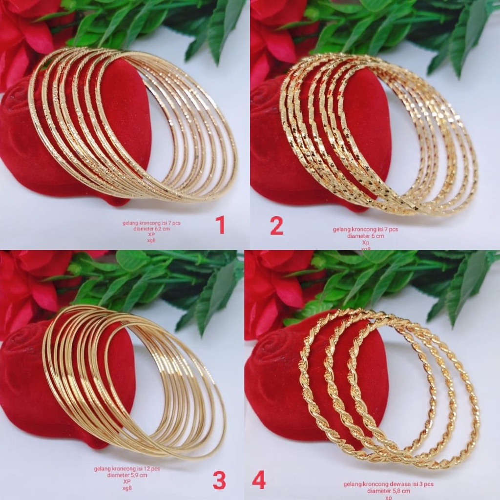 Gelang Tangan satu set Kroncong Wanita Titanium Xuping Perhiasan Aksesoris Fashion Lapis Emas Anti Karat