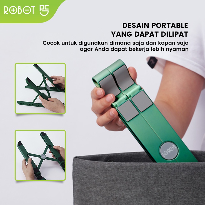 ROBOT Stand Holder Laptop Portable Lipat Anti Slip Kompatibel dengan Semua Jenis Laptop dan Tablet RT-LS03 Original - Garansi Resmi