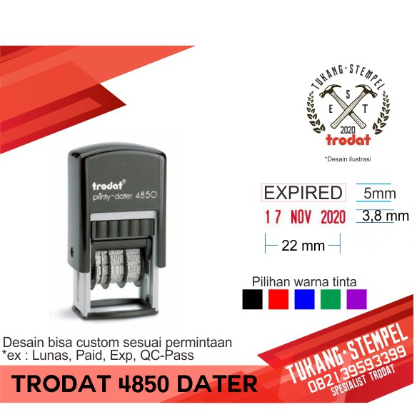 

trodat 4850 dater stempel tanggal lunas expired otomatis