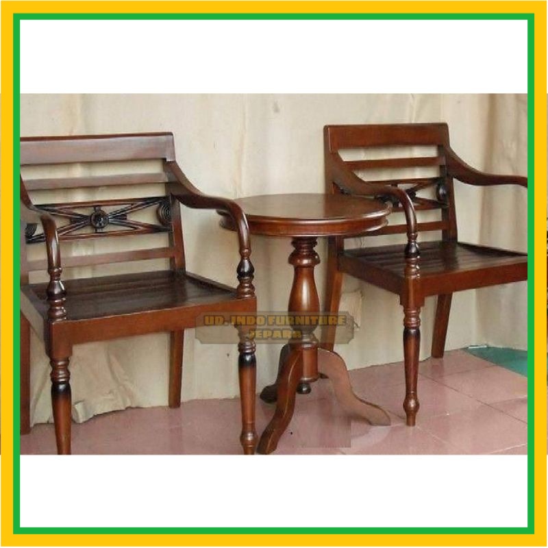 Meja kursi teras / untuk taman unik bahan kayu jati murah