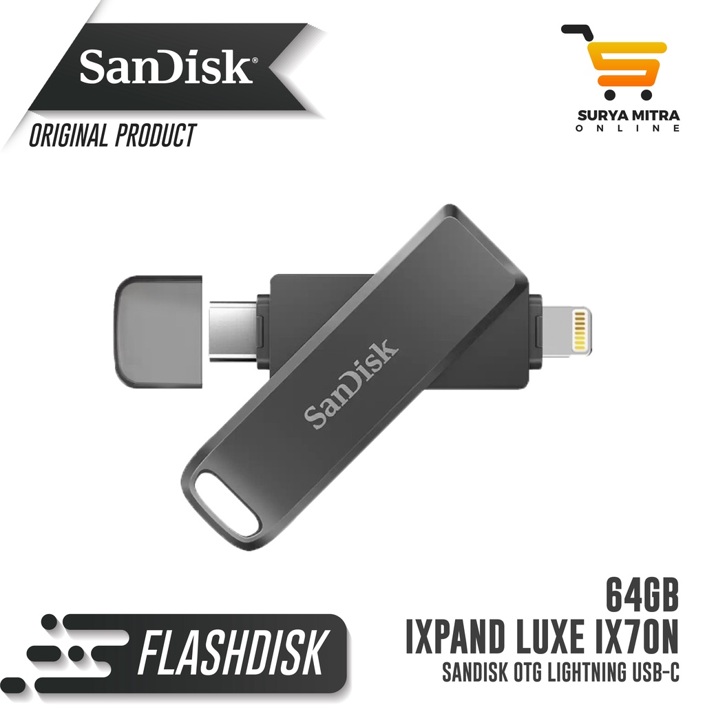 SanDisk iXpand Luxe IX70N OTG Flashdisk Lightning to USB Type C 64GB