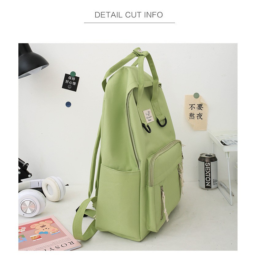 TB-64 set 4 pcs tas wanita ransel sekolah kampus pouch canvas bag import korea jepang