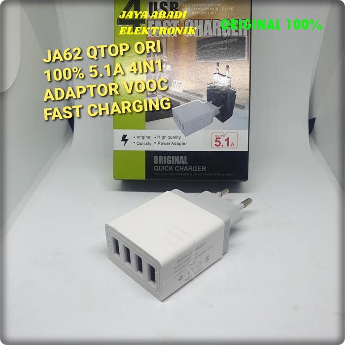 J62 QTOP 5A ADAPTOR BATOK KEPALA 4 USB SUPER FAST CHARGING TRAVEL ADAPTER CHARGER CHARGE FLASH CAS CASAN ADAPTIVE QUICK QC KABEL DATA ANDROIT HANDPHONE QUALCOMM UNIVERSAL MULTI ORIGINAL VOLT GADGET TC POWER QC LEBIH HEMAT TEMPAT DAN PRAKRIS