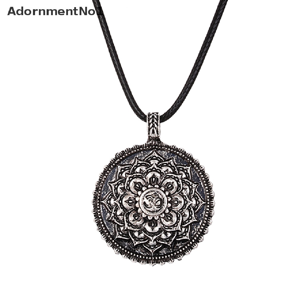 (AdornmentNo1) Kalung Rantai Dengan Liontin Jimat Lotus Mandala Tibet Retro Untuk Meditasi / Yoga