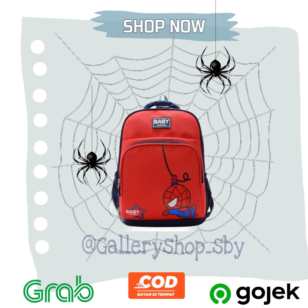 Tas Ransel Spiderman Bayi Merah Biru Anak Laki laki Cowok PG TK SD Kelas 1 2 3 Sekolah Kado Hadiah T