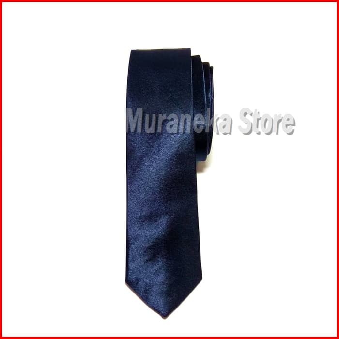 Dasi Slim Pria BIRU TUA NAVY Wisuda 2 Inch 5 Wedding Polos Kemeja Cowo Pernikahan Wisuda Pengantin