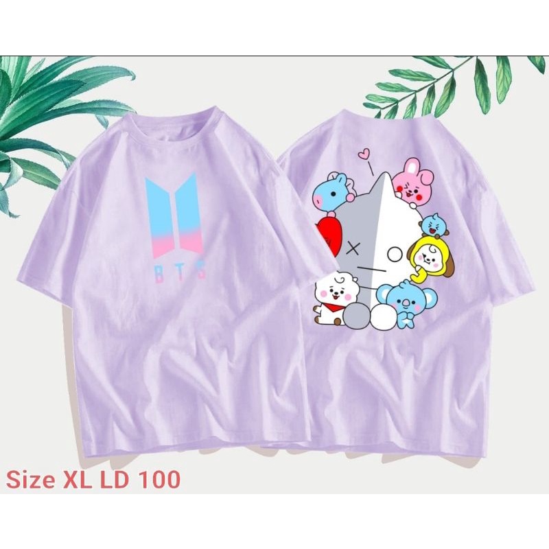 BTS KAOS UNGU PURPLE PRINTING All Size / XL X L / XXL  Jumbo Oversize Big Size Cotton Combet 30S Kaos Keren Berkualitas Distro Katun Motif Print Disney KAOSXL