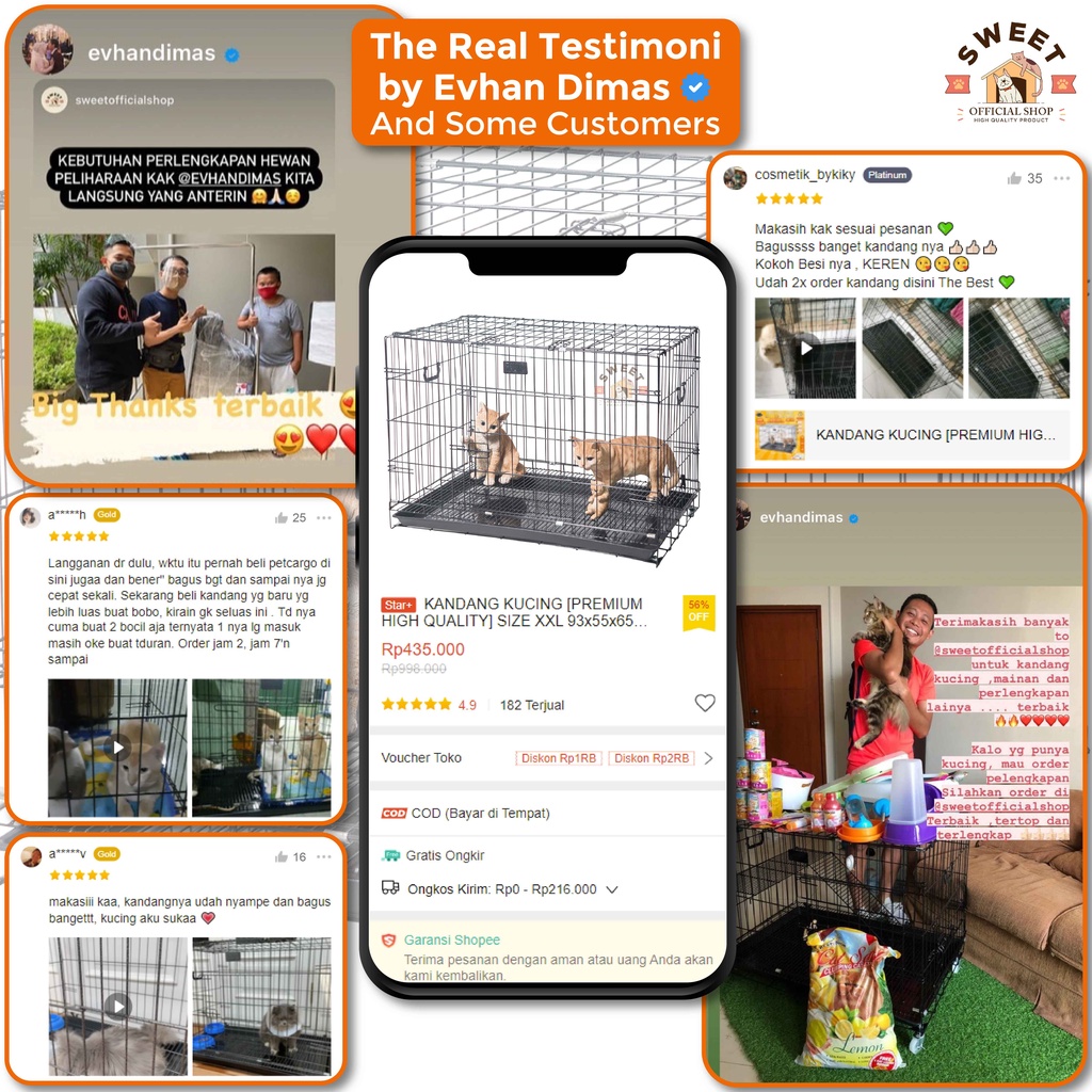 KANDANG KUCING [PREMIUM HIGH QUALITY] SIZE XXL 93x55x65 SUPER TEBAL IMPORT - RALIND PET CAGE-4