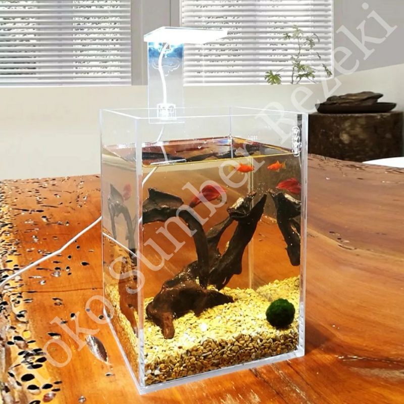 Aquarium Kotak Kaca Beling Akuarium Persegi Tangki Vas Bunga Aquascape Tank Fish Bowl Pot
