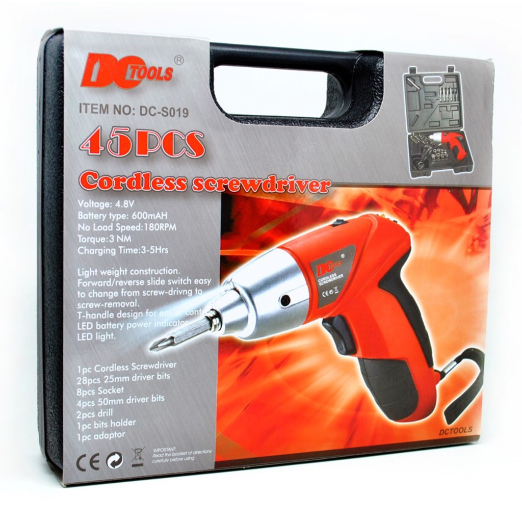 [ORIGINAL 100%] Taffware Cordless Multi-Function Elektrik Screw Driver Set 4.8V 45Pcs -Bor