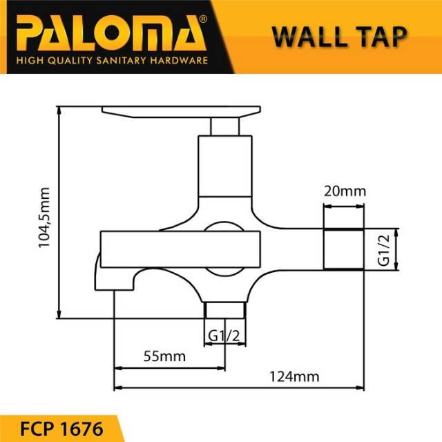 PALOMA FCP 1676 Keran Cabang Shower Bak Mandi Double Tembok Kran Air