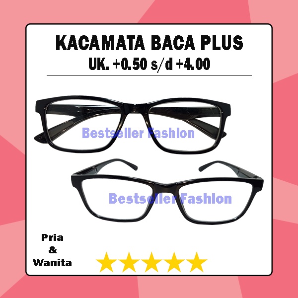 NEW ARRIVAL KACAMATA LENSA BACA PLUS READY UKURAN +0.50 S/D +4.00 BINGKAI KOTAK UNTUK PRIA WANITA NOCASE