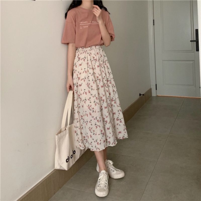 FLORAL SKIRT KOREAN STYLE - ROK KOREA FLORAL WANITA MURAH