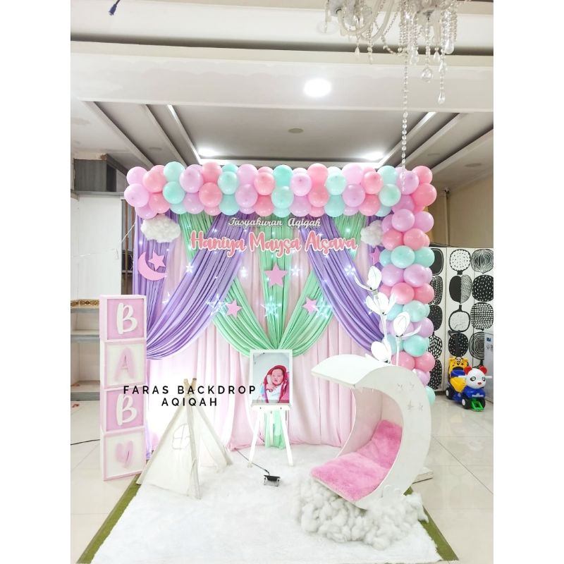 backdrop aqiqah /ulang tahun,dekorasi aqiqah