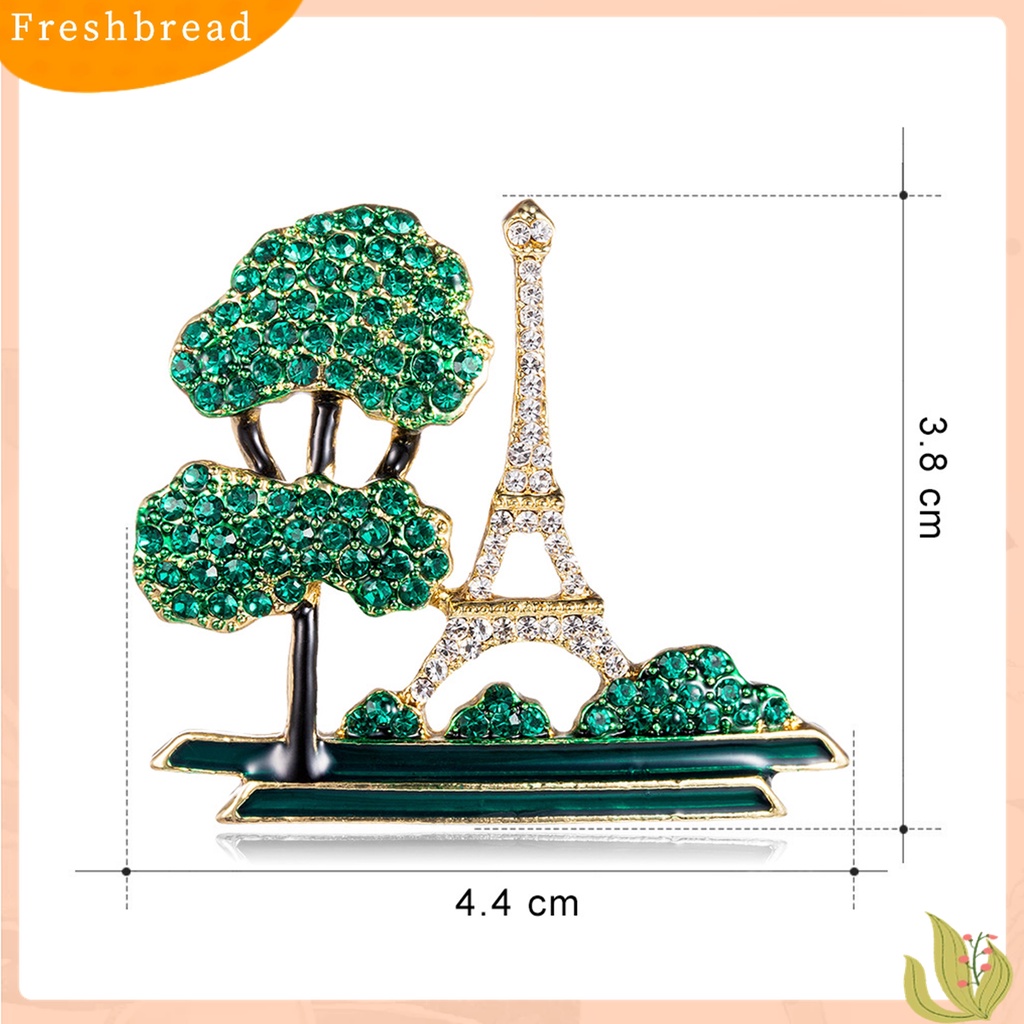 [ TERLARIS]Ladies Eiffel Tower Tree Design Rhinestone Decor Brooch Pin Fashion Jewelry Gift