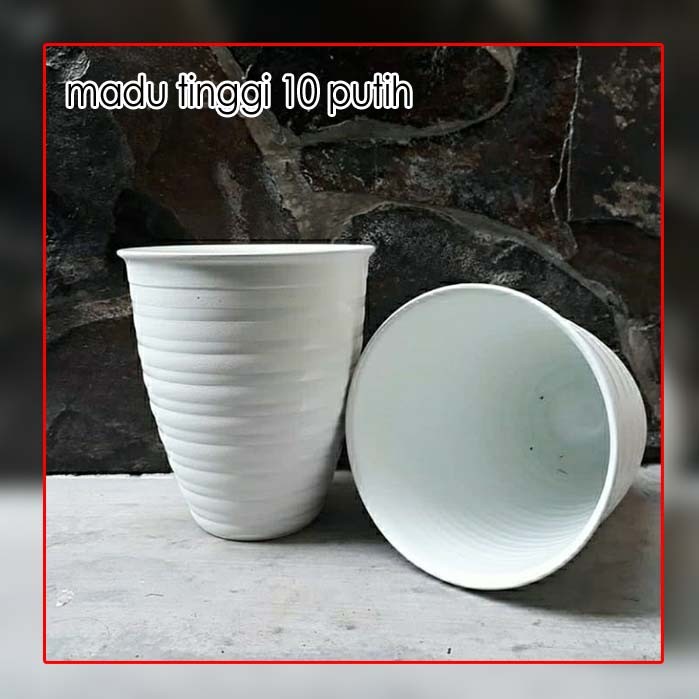 POT PIRUS MADU 10 CM PUTIH MOTIF POT TAWON PUTIH GUCI BKN TAWON - BUNGA AGLONEMA LIDAH MERTUA MURAH